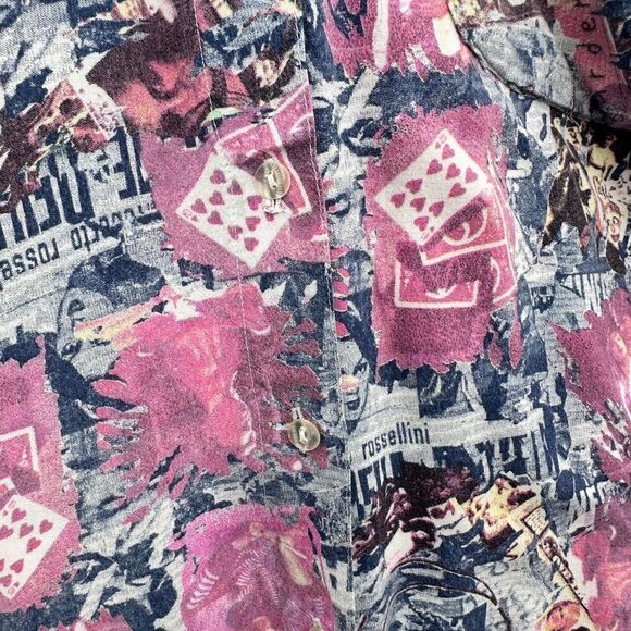 Hawaiian Las Vegas Playing Cards Novelty Button Down Shirt Womens Small Vintage - Picture 6 of 10
